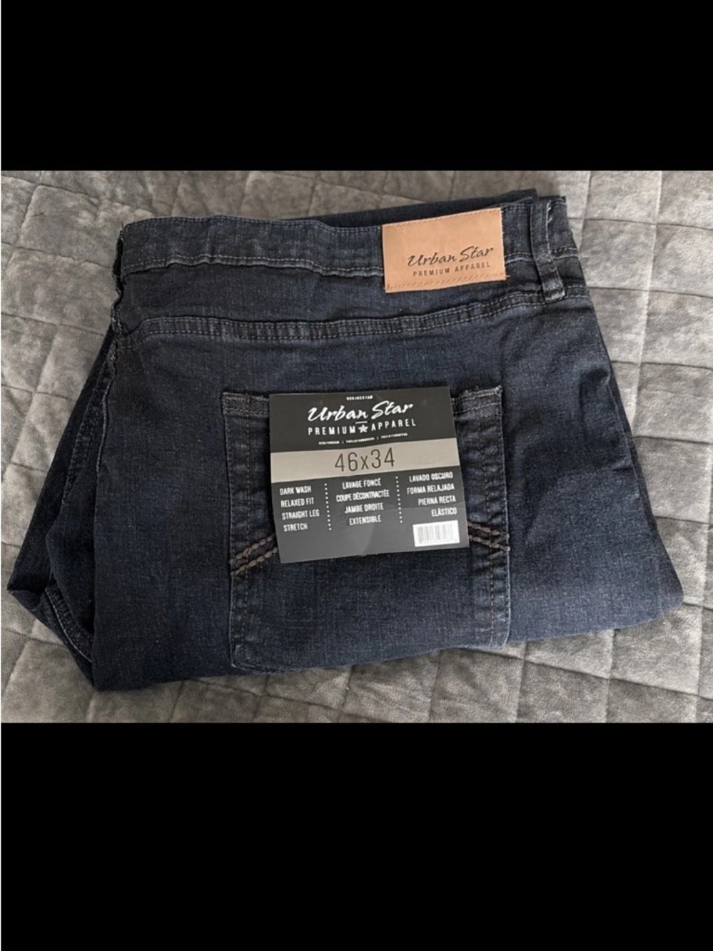 NEW Urban Star Jeans Pants 46x34 Relaxed Fit Straight Leg Stretch Denim Drk Wash